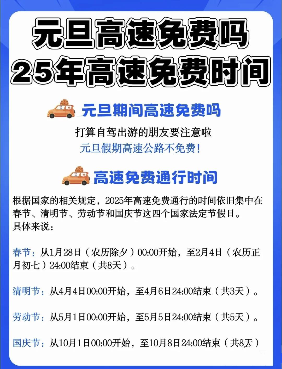 大年三十高速要钱吗？春节免费通行政策全解析