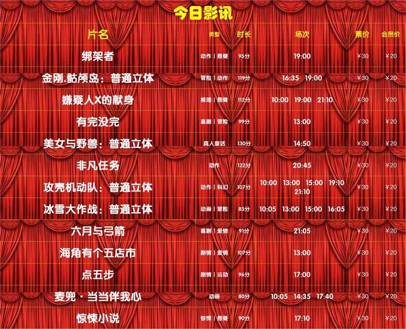 洛阳电影院今日放映表，光影盛宴，尽在眼前