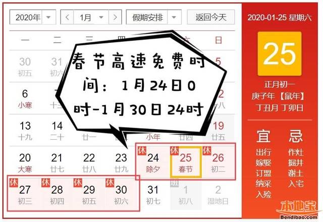 2020年元旦高速免费时间表，出行必看指南