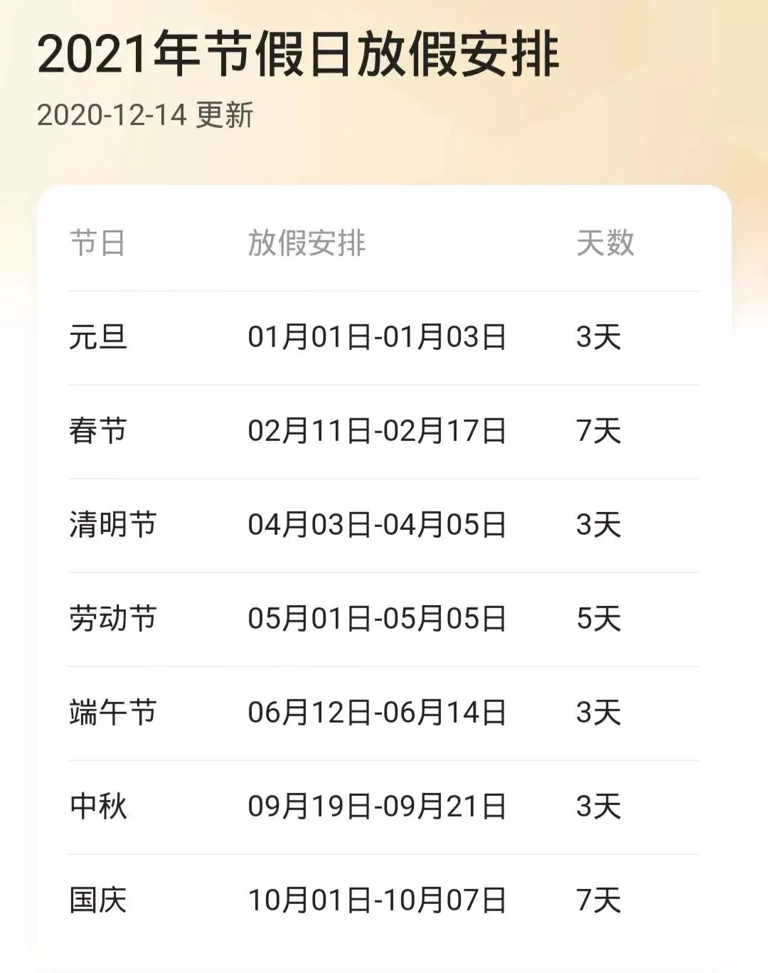 2021年节假日放假时间安排，规划美好时光，乐享休闲生活